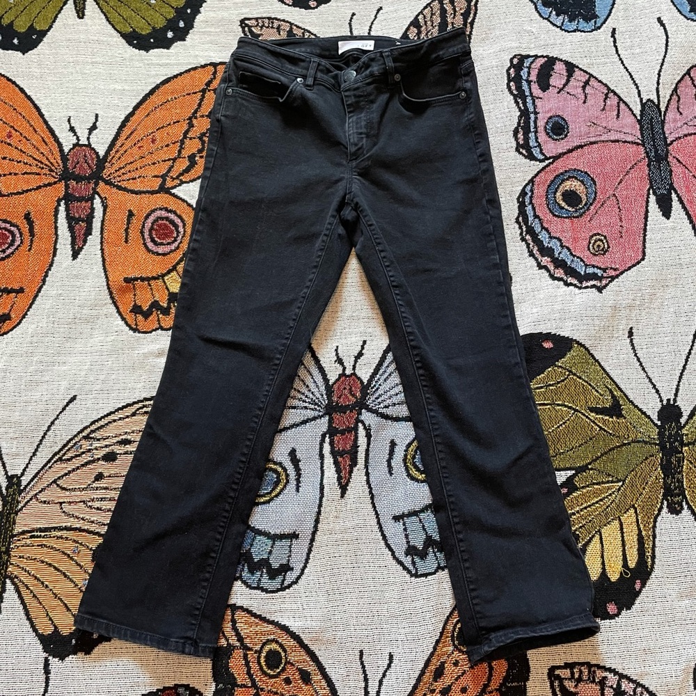 Ann Taylor Loft Curvy Kick Crop Black Jeans Size 28